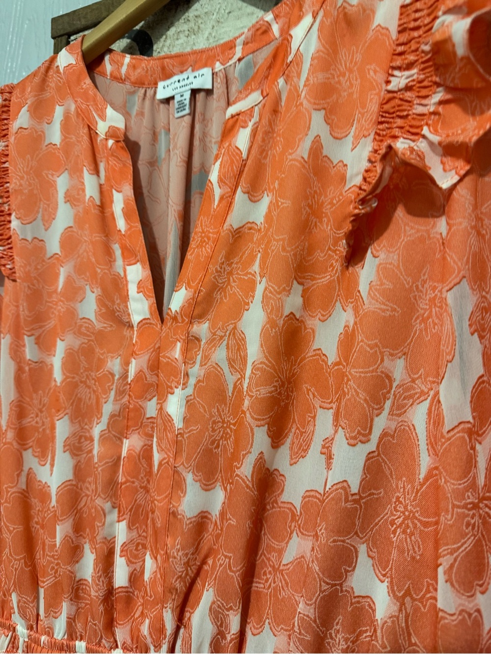 Current Air Coral Printed Ruffle V-Neck Mini Dress sz M - Picture 5 of 5